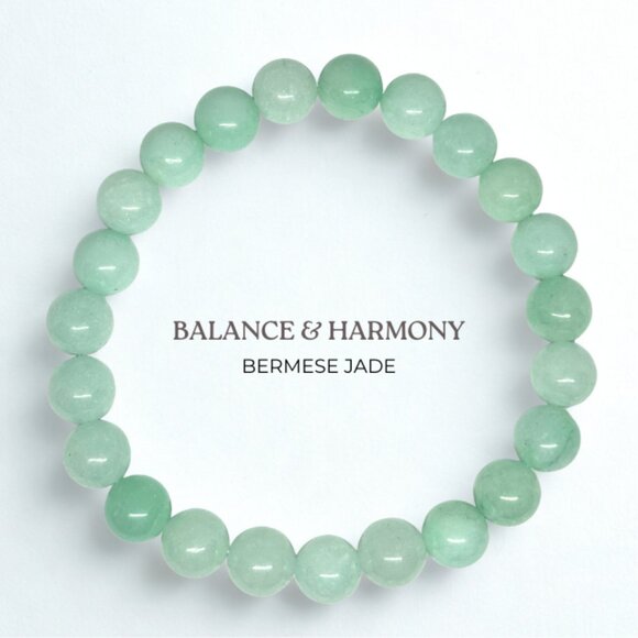 Burmese Jade Gemstone Bracelet 8MM | Handmade Crystal Healing Jewelry - Picture 2 of 10